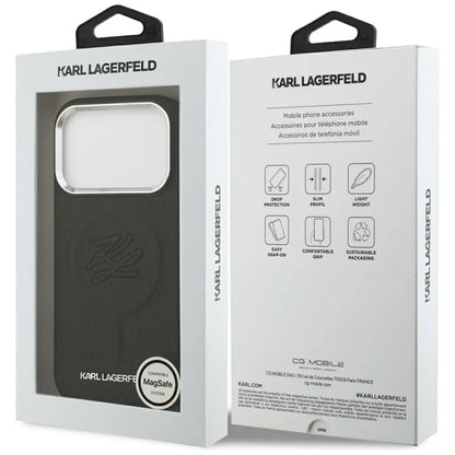 Karl Lagerfeld Initial & Metal Logo MagSafe - Dėklas iPhone 17 Pro (juodas)