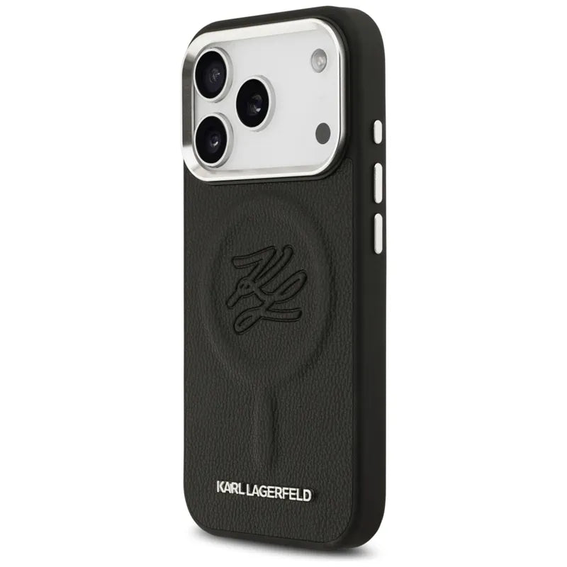 Karl Lagerfeld Initial & Metal Logo MagSafe - Dėklas iPhone 17 Pro (juodas)