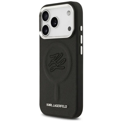 Karl Lagerfeld Initial & Metal Logo MagSafe - Dėklas iPhone 17 Pro (juodas)