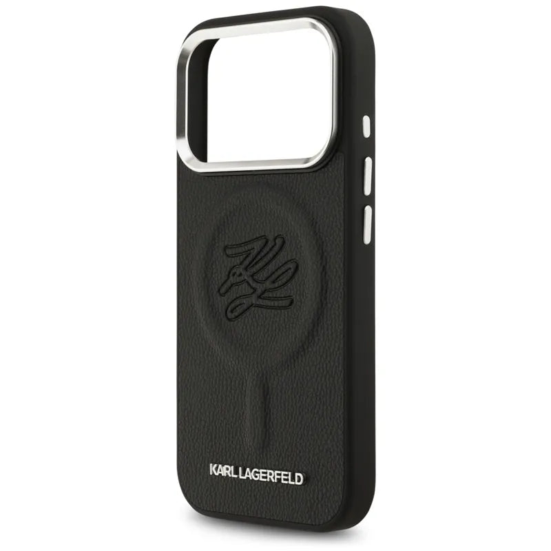 Karl Lagerfeld Initial & Metal Logo MagSafe - Dėklas iPhone 17 Pro (juodas)