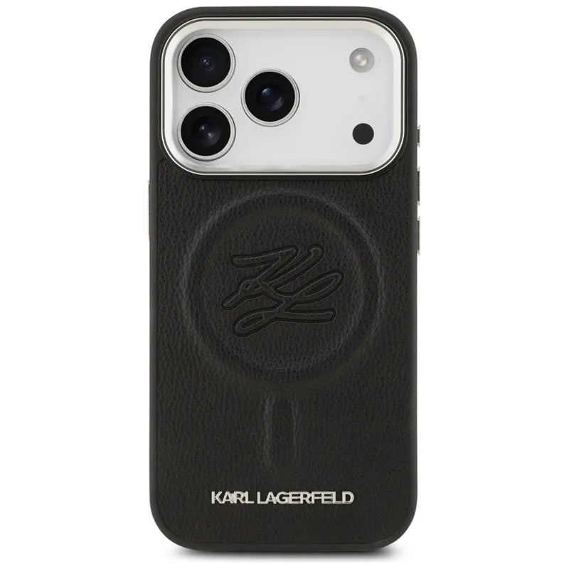 Karl Lagerfeld Initial & Metal Logo MagSafe - Dėklas iPhone 17 Pro (juodas)