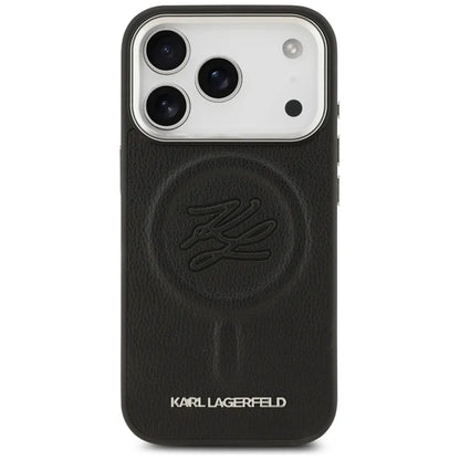 Karl Lagerfeld Initial & Metal Logo MagSafe - Dėklas iPhone 17 Pro (juodas)