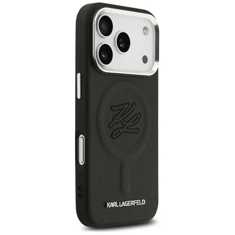 Karl Lagerfeld Initial & Metal Logo MagSafe - Dėklas iPhone 17 Pro (juodas)