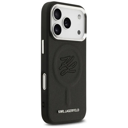Karl Lagerfeld Initial & Metal Logo MagSafe - Dėklas iPhone 17 Pro (juodas)