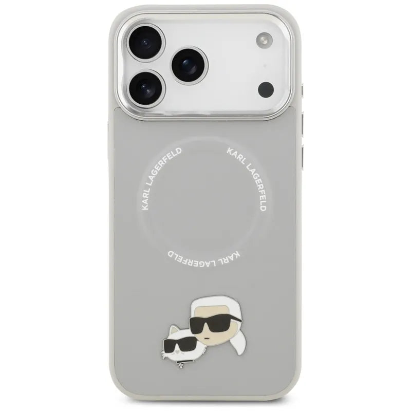 Karl Lagerfeld Karl & Choupette aplikacijos MagSafe - Dėklas iPhone 17 Pro (pilkas)