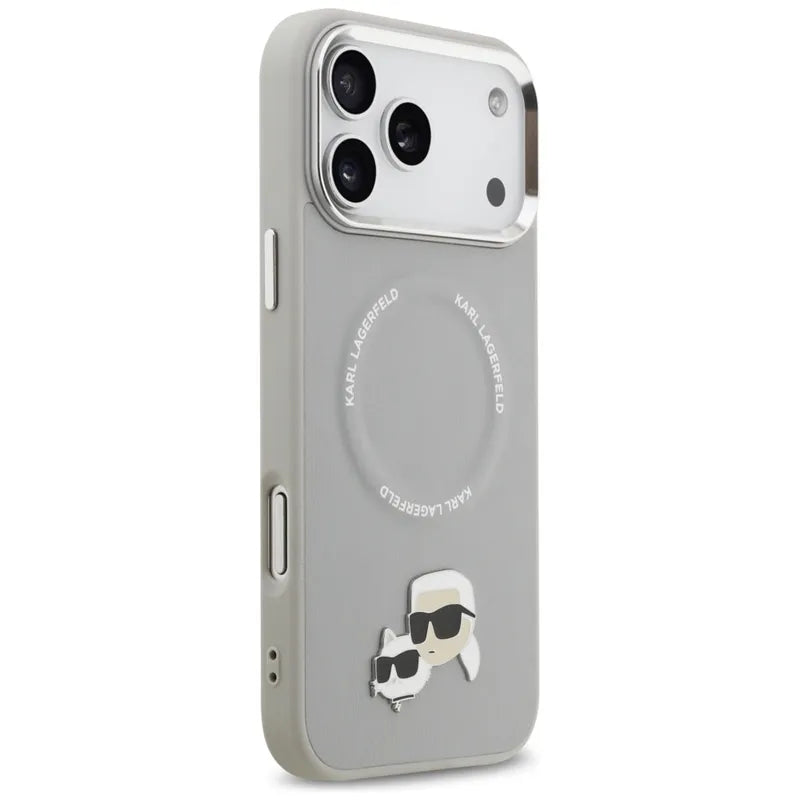 Karl Lagerfeld Karl & Choupette aplikacijos MagSafe - Dėklas iPhone 17 Pro (pilkas)