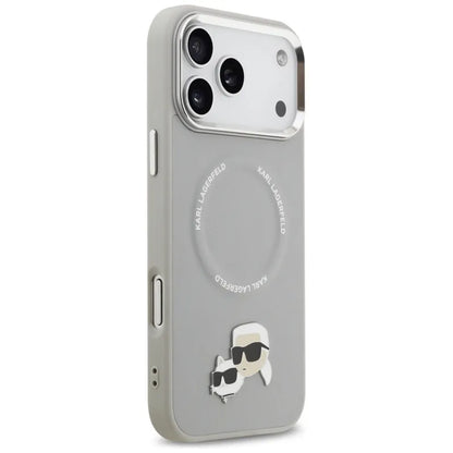 Karl Lagerfeld Karl & Choupette aplikacijos MagSafe - Dėklas iPhone 17 Pro (pilkas)