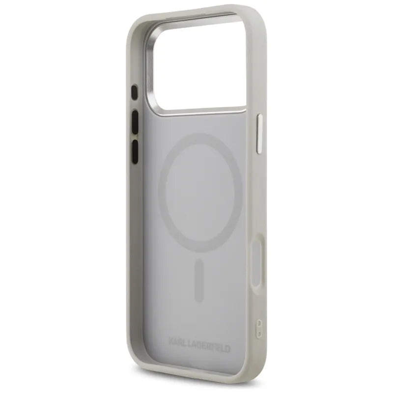 Karl Lagerfeld Karl & Choupette aplikacijos MagSafe - Dėklas iPhone 17 Pro (pilkas)