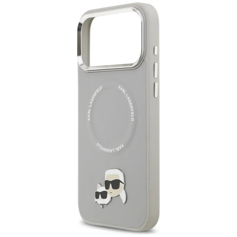Karl Lagerfeld Karl & Choupette aplikacijos MagSafe - Dėklas iPhone 17 Pro (pilkas)