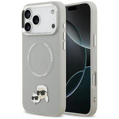 Karl Lagerfeld Karl & Choupette aplikacijos MagSafe - Dėklas iPhone 17 Pro (pilkas)