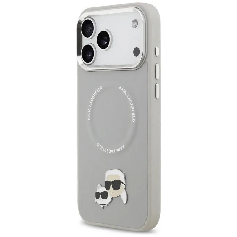 Karl Lagerfeld Karl & Choupette aplikacijos MagSafe - Dėklas iPhone 17 Pro (pilkas)