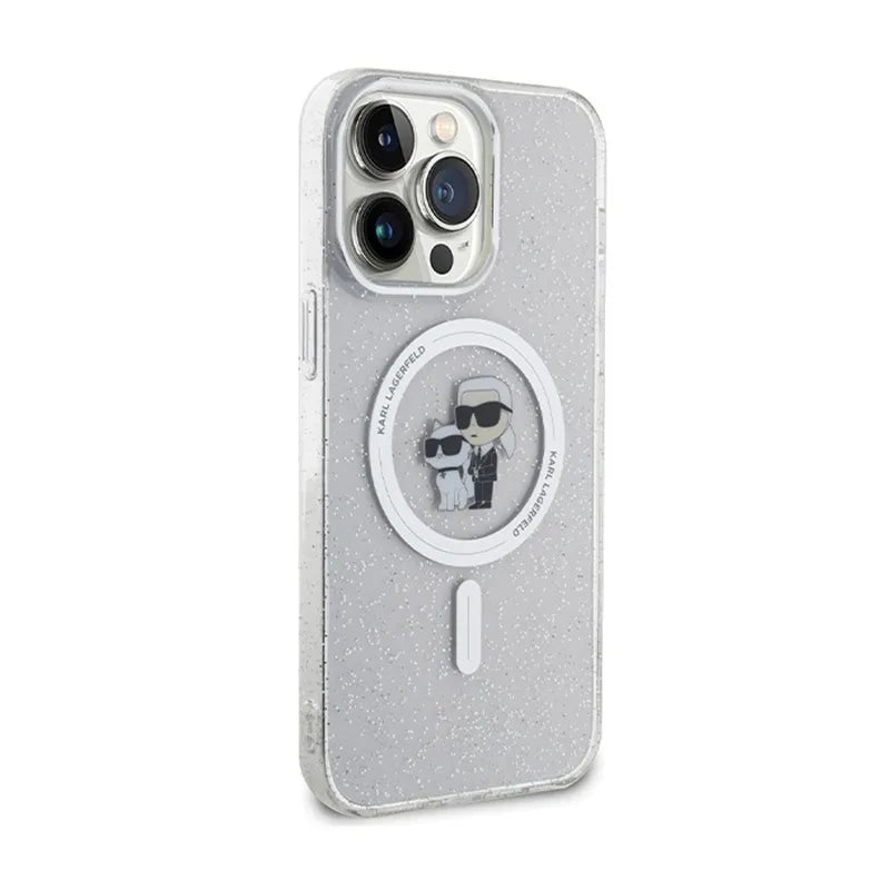 Karl Lagerfeld Karl & Choupette Blizgučiai MagSafe - iPhone 14 Pro Max Dėklas (Skaidrus)