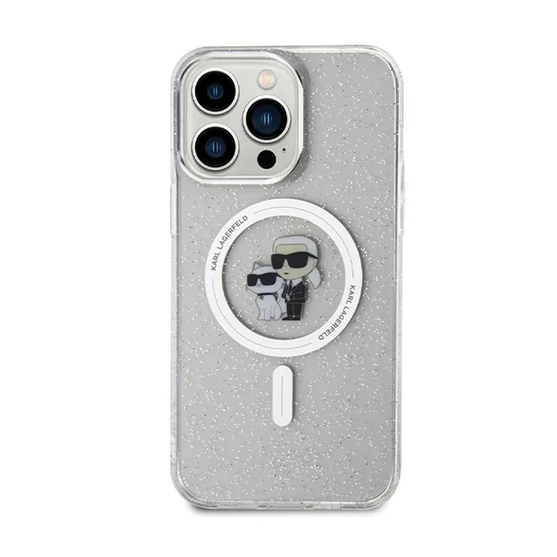 Karl Lagerfeld Karl & Choupette Blizgučiai MagSafe - iPhone 14 Pro Max Dėklas (Skaidrus)