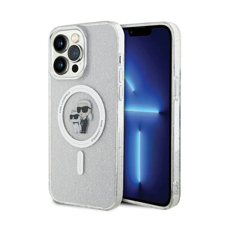 Karl Lagerfeld Karl & Choupette Blizgučiai MagSafe - iPhone 14 Pro Max Dėklas (Skaidrus)