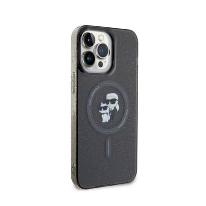 Karl Lagerfeld Karl & Choupette Glitter Magsafe – dėklas iPhone 15 Pro Max (juodas)