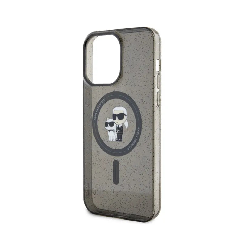 Karl Lagerfeld Karl & Choupette Glitter Magsafe – dėklas iPhone 15 Pro Max (juodas)