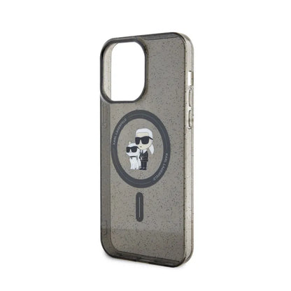 Karl Lagerfeld Karl & Choupette Glitter Magsafe – dėklas iPhone 15 Pro Max (juodas)