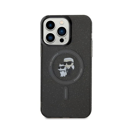 Karl Lagerfeld Karl & Choupette Glitter Magsafe – dėklas iPhone 15 Pro Max (juodas)