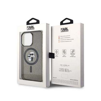 Karl Lagerfeld Karl & Choupette Glitter Magsafe – dėklas iPhone 15 Pro Max (juodas)