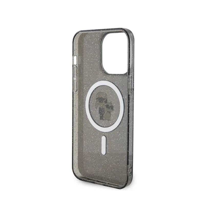 Karl Lagerfeld Karl & Choupette Glitter Magsafe – dėklas iPhone 15 Pro Max (juodas)