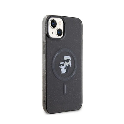 Karl Lagerfeld Karl & Choupette Glitter Magsafe – dėklas, skirtas „iPhone 15 Plus“ (juodas)