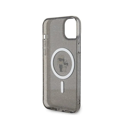 Karl Lagerfeld Karl & Choupette Glitter Magsafe – dėklas, skirtas „iPhone 15 Plus“ (juodas)