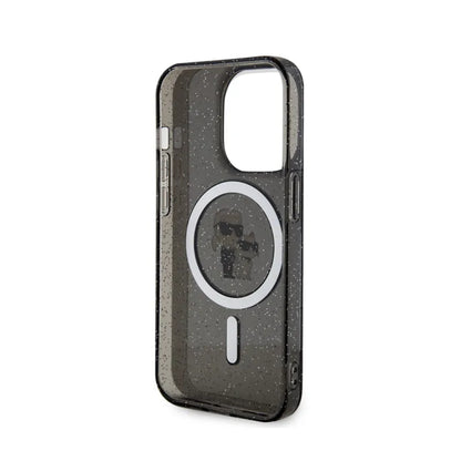 Karl Lagerfeld Karl & Choupette Glitter Magsafe - Dėklas, skirtas iPhone 15 Pro (Juoda)