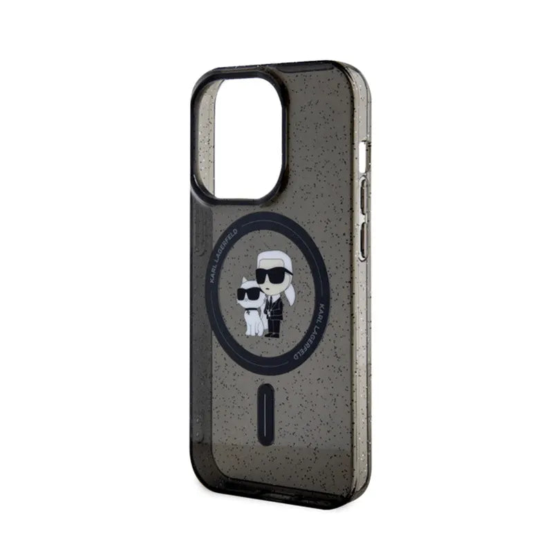 Karl Lagerfeld Karl & Choupette Glitter Magsafe - Dėklas, skirtas iPhone 15 Pro (Juoda)