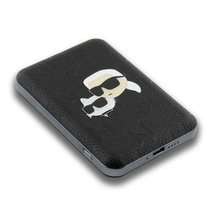 Karl Lagerfeld Karl & Choupette Head Pin MagSafe – Belaidis išorinis akumuliatorius 5000 mAh 15W (juodas)