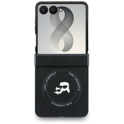Karl Lagerfeld Karl & Choupette Pins MagSafe dėklas Samsung Galaxy Z Flip 8 (juodas)