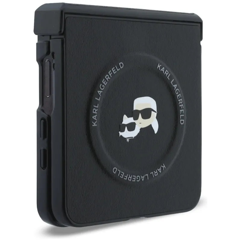 Karl Lagerfeld Karl & Choupette Pins MagSafe dėklas Samsung Galaxy Z Flip 8 (juodas)