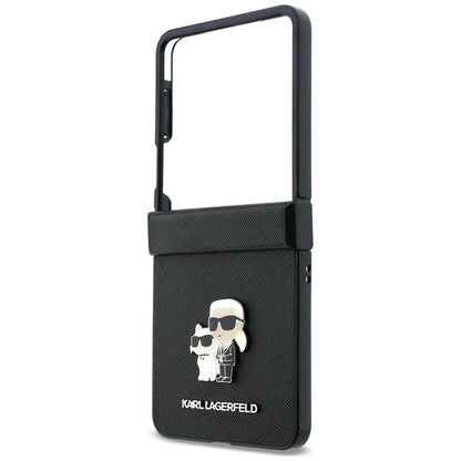 Karl Lagerfeld Karl & Choupette Saffiano Pins – dėklas Samsung Galaxy Z Flip 8 telefonui (juodas)