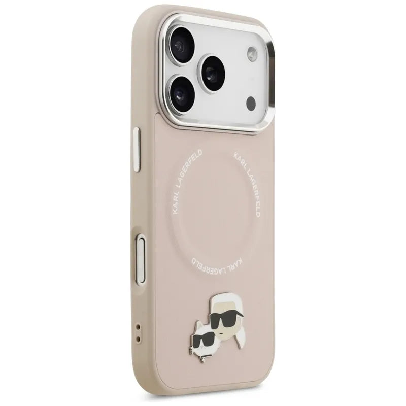Karl Lagerfeld Karl & Choupette Smeigtukai MagSafe dėklas iPhone 17 Pro (rožinis)