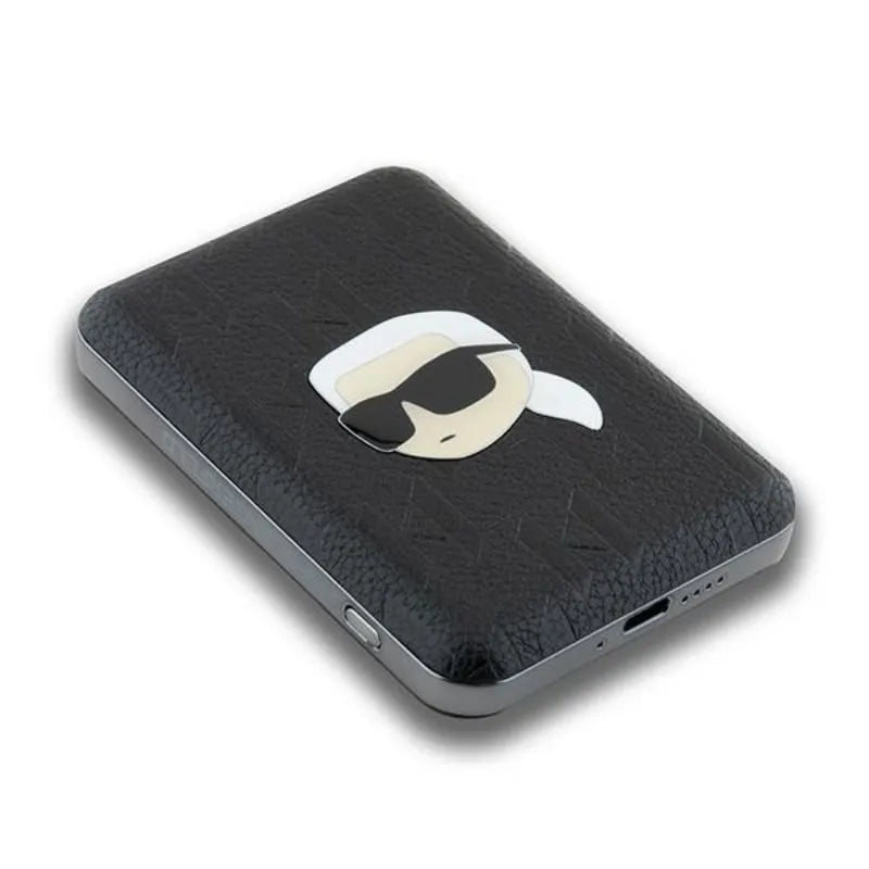Karl Lagerfeld Karl Head Pin MagSafe – belaidis maitinimo blokas 5000 mAh 15W (juodas)