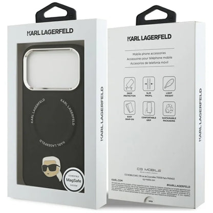 Karl Lagerfeld Karl Pin MagSafe – dėklas iPhone 17 Pro (juodas)