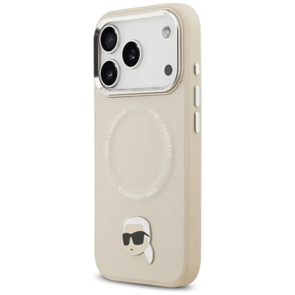 Karl Lagerfeld Karl Pin MagSafe - Dėklas iPhone 17 Pro Max (smėlio spalvos)
