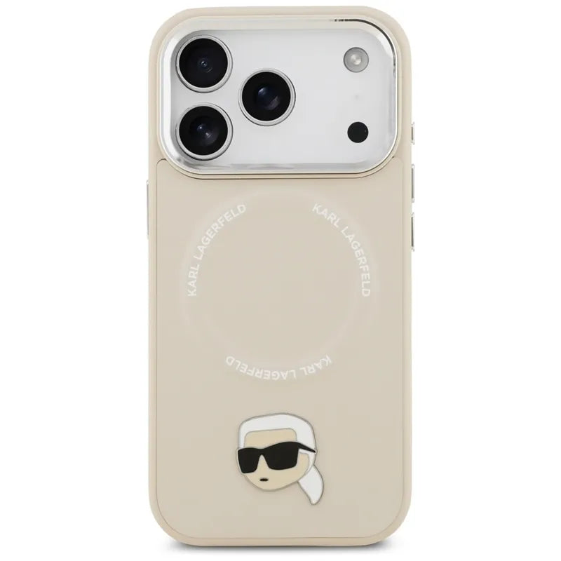 Karl Lagerfeld Karl Pin MagSafe - Dėklas iPhone 17 Pro Max (smėlio spalvos)