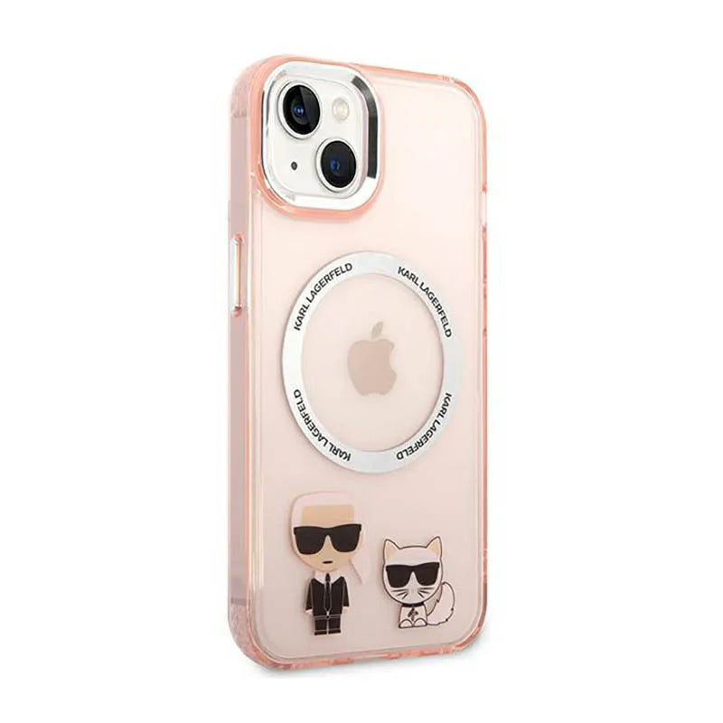 Karl Lagerfeld Karl&Choupette aliumininis MagSafe – dėklas, skirtas iPhone 14 Plus (rožinis)
