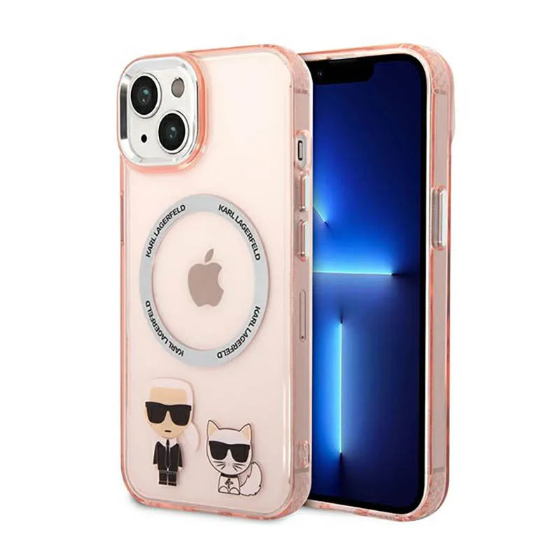 Karl Lagerfeld Karl&Choupette aliumininis MagSafe – dėklas, skirtas iPhone 14 Plus (rožinis)
