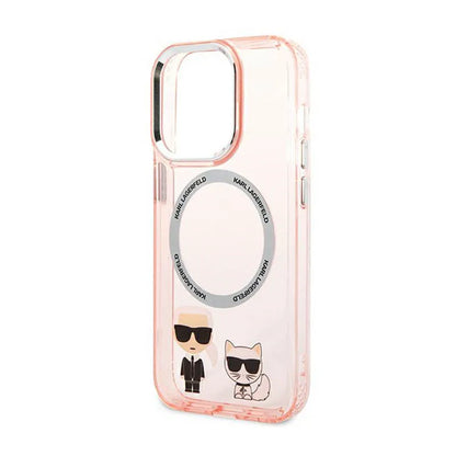 Karl Lagerfeld Karl&Choupette Aluminium MagSafe – Dėklas, skirtas „iPhone 14 Pro Max“ (rožinis)