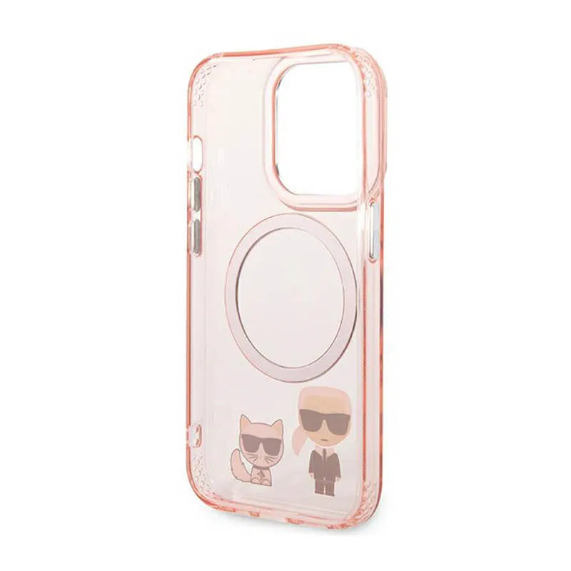Karl Lagerfeld Karl&Choupette Aluminium MagSafe – Dėklas, skirtas „iPhone 14 Pro Max“ (rožinis)