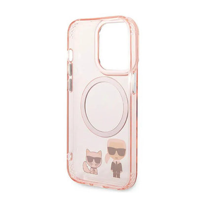 Karl Lagerfeld Karl&Choupette Aluminium MagSafe – Dėklas, skirtas „iPhone 14 Pro Max“ (rožinis)