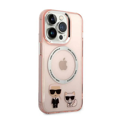 Karl Lagerfeld Karl&Choupette Aluminium MagSafe – Dėklas, skirtas „iPhone 14 Pro Max“ (rožinis)