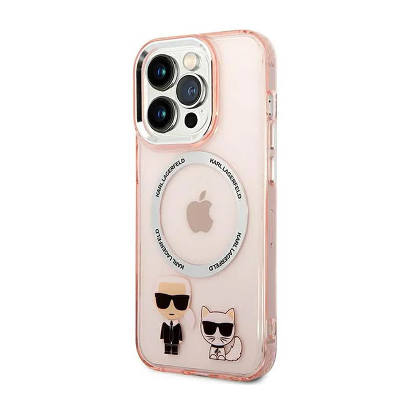 Karl Lagerfeld Karl&Choupette Aluminium MagSafe – Dėklas, skirtas „iPhone 14 Pro Max“ (rožinis)