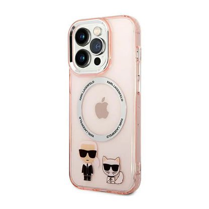 Karl Lagerfeld Karl&Choupette Aluminium MagSafe – dėklas, skirtas iPhone 14 Pro (rožinis)