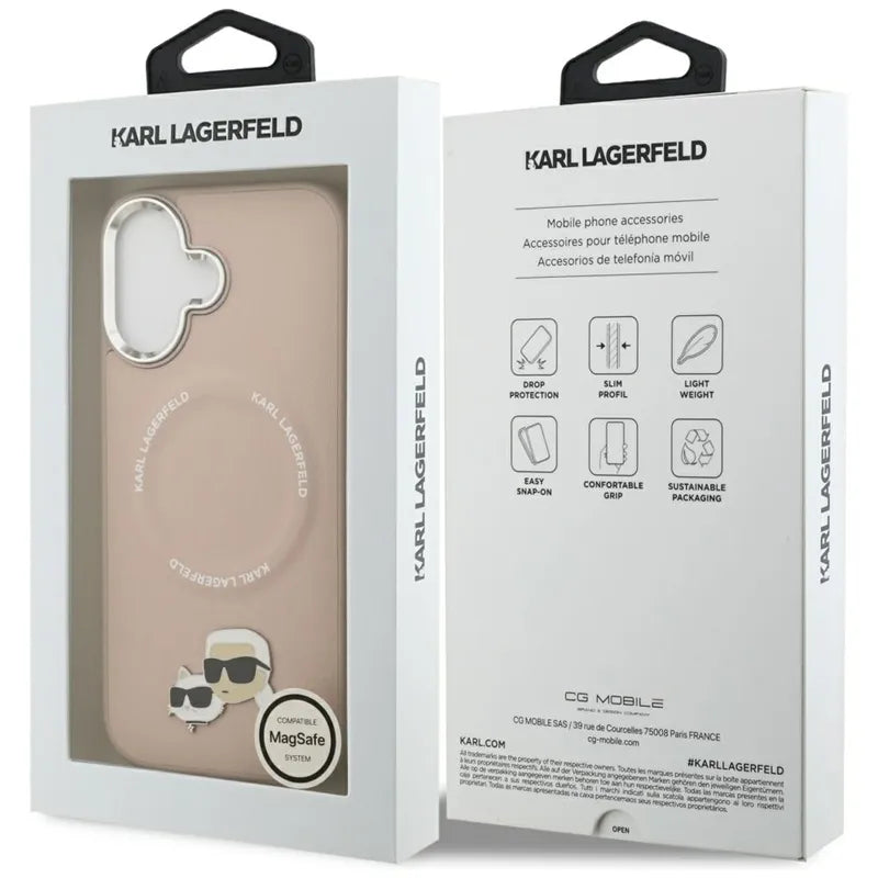 Karl Lagerfeld Karlo ir Šopetės smeigtukai MagSafe - Dėklas iPhone 17 (rožinis)