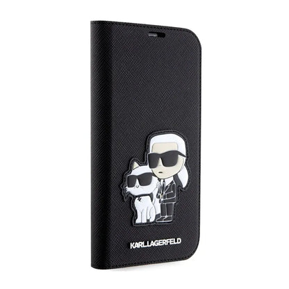 Karl Lagerfeld Knyginis dėklas NFT Saffiano Karl & Choupette – Dėklas telefonui 14 Pro (juodas)