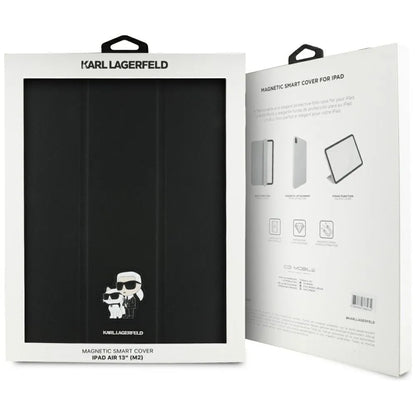 Karl Lagerfeld Knygos tipo dėklas Saffiano magnetinis Karl & Choupette - skirtas iPad Air 13” M3 (2025) / iPad Air 13” M2 (2024) (juoda)