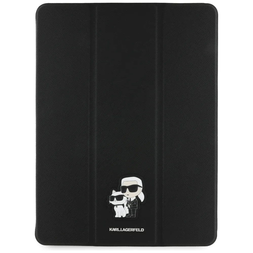 Karl Lagerfeld Knygos tipo dėklas Saffiano magnetinis Karl & Choupette - skirtas iPad Air 13” M3 (2025) / iPad Air 13” M2 (2024) (juoda)