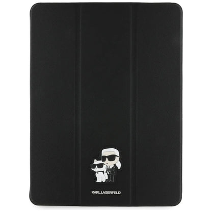 Karl Lagerfeld Knygos tipo dėklas Saffiano magnetinis Karl & Choupette - skirtas iPad Air 13” M3 (2025) / iPad Air 13” M2 (2024) (juoda)